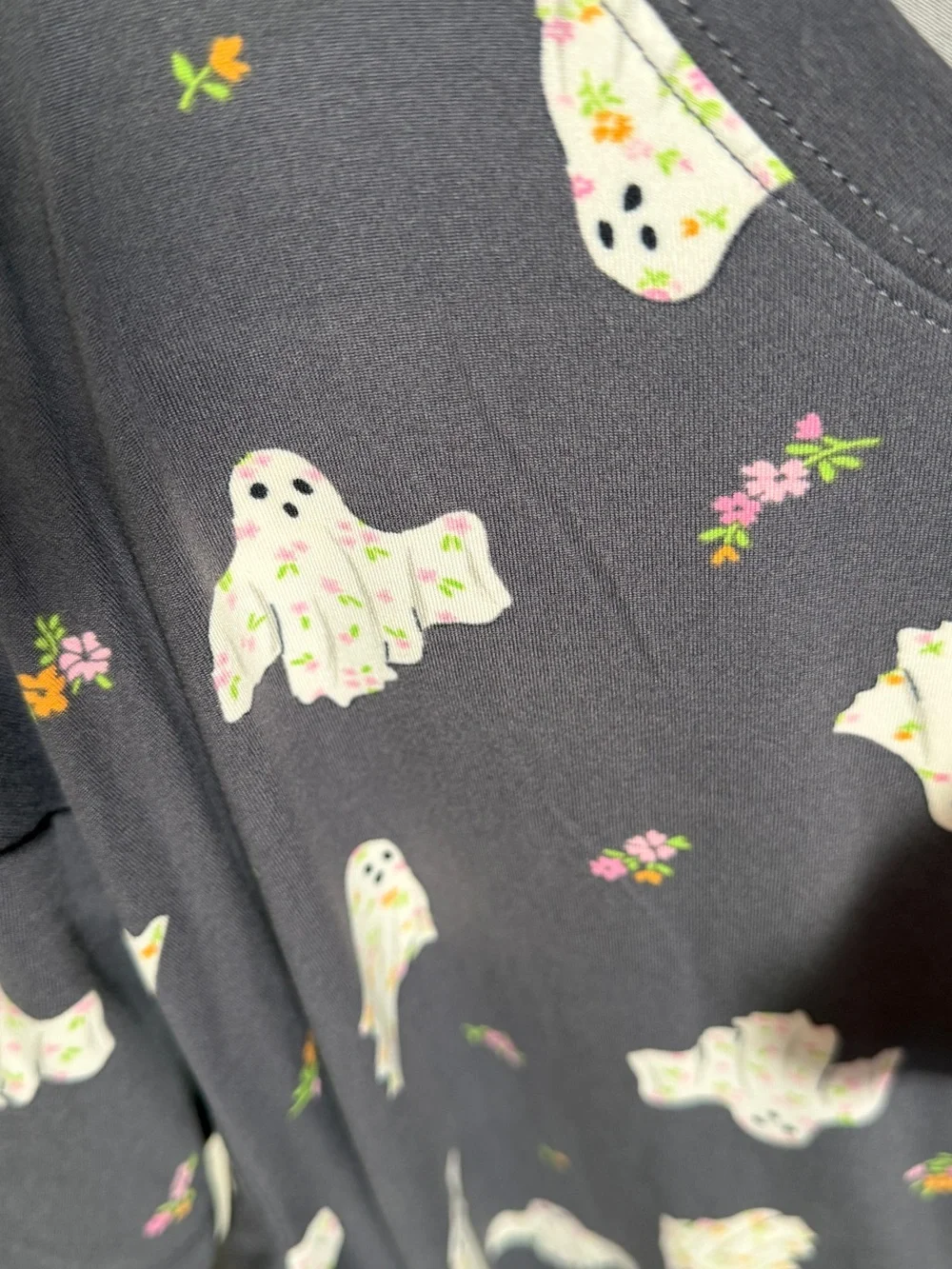 Ghost Print Dark Gray Night gown shirt with Pink Ghost Socks